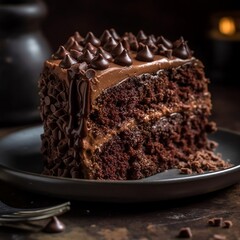 Chocolate cake on a plate generative ai