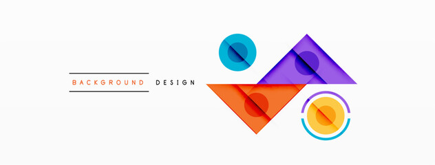 Colorful triangles and circles abstract background. Design for wallpaper, banner, background, landing page, wall art, invitation, prints, posters