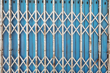 old style of closed steel door for background  