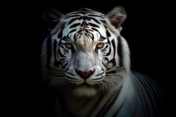 Fototapeta premium Close up view of white tiger's face. Generative AI
