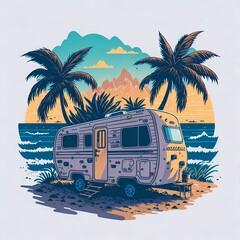 tropical island with palms