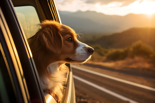 road trip dog in car head out window
