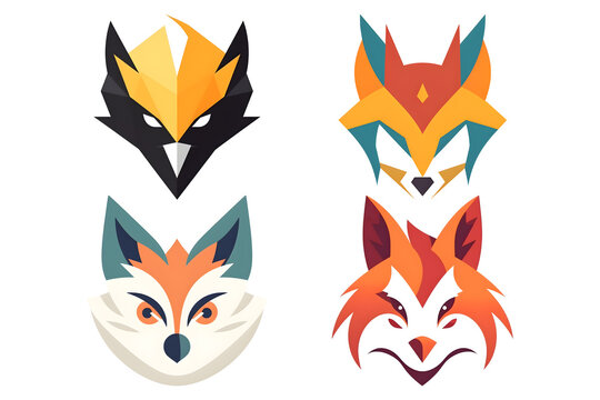 flat logo fox head minimal vector illustration design. generated ai