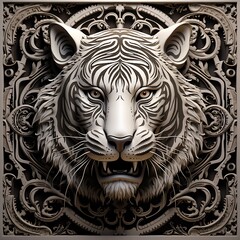 3D Intricate Tiger Sublimation background