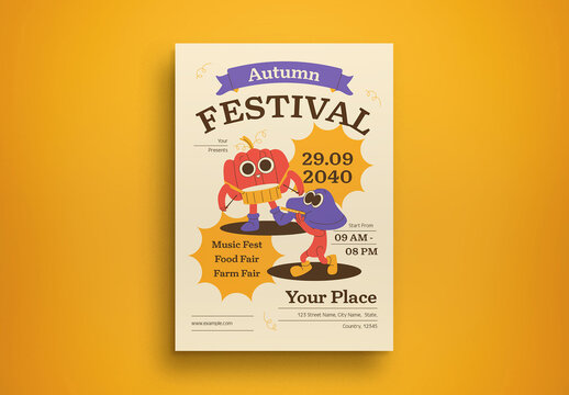 Cream Doodle Autumn Festival Flyer Layout