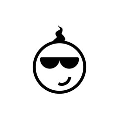 The cool cute little kid wears glasses. Simple minimal vector round logo and icon. 