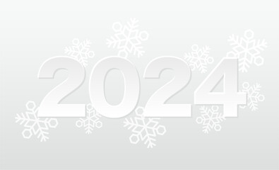 The Year 2024 Vector Monochrome Title Illustration With Snowflakes On An Abstract Background.