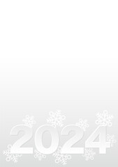 The Year 2024 Vector Monochrome Greeting Card Template With Snowflakes And Text Space On An Abstract  Background.