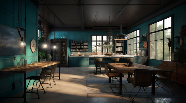 Home interiors with industrial style 