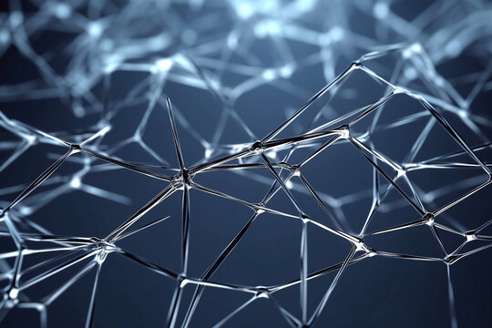Future glass plexus wireframe structure 3d background for landig page. AI Generated
