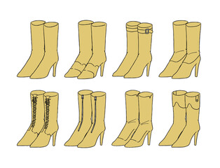 黄色のブーツのイラストセット