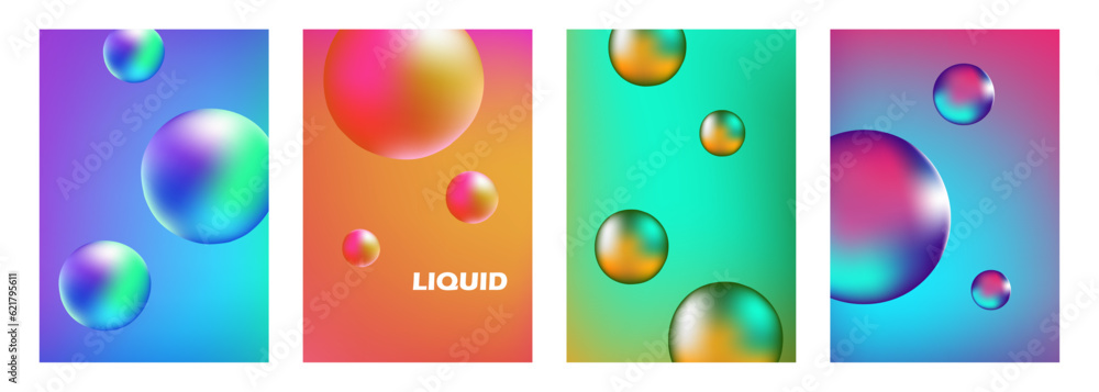 Aufkleber vibrant colored spheres. bright color gradient round shapes. 3d circle elements for creative graphic