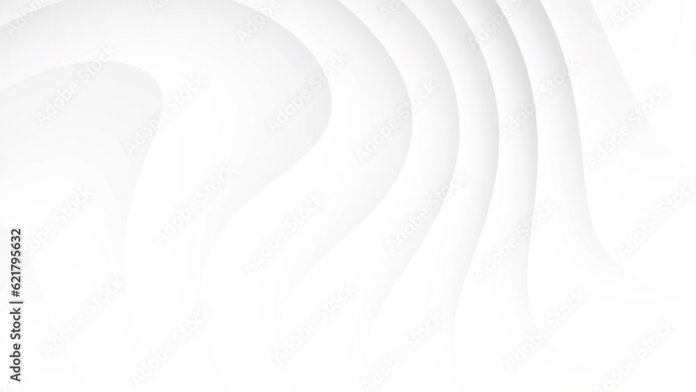 Wall mural white curve waves abstract motion background. seamless looping animation