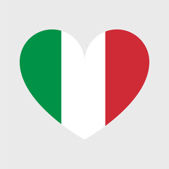 Italy flag vector icons set in the shape of heart, star, circle and map