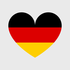 Germany flag vector icons set in the shape of heart, star, circle and map. German flag illustration in different geometrical shapes.