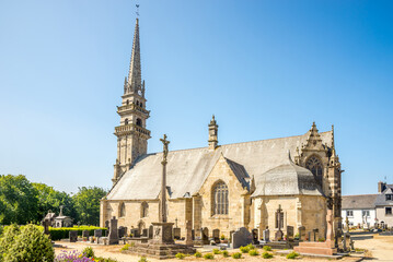 Obraz premium View at the Church of Saint-Gouesnou in the streets of Gouesnou in France