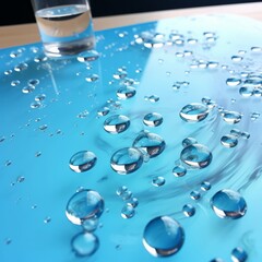 DROPS OF WATER ON GLASS TOP