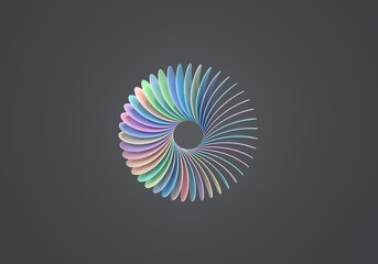Multicolored shapes forming a circle. 3D Render
