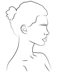 Girl. Continuous line, drawing lots of faces and hairstyles.