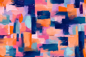 Abstract bright brush strokes gestural tileable pattern illustration. Generative AI