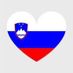 Slovenia flag vector icons set in the shape of heart, star, circle and map.