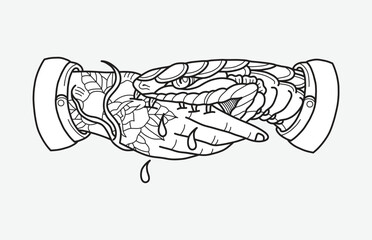 Hand drawn illustration of trust no one tattoo outline
