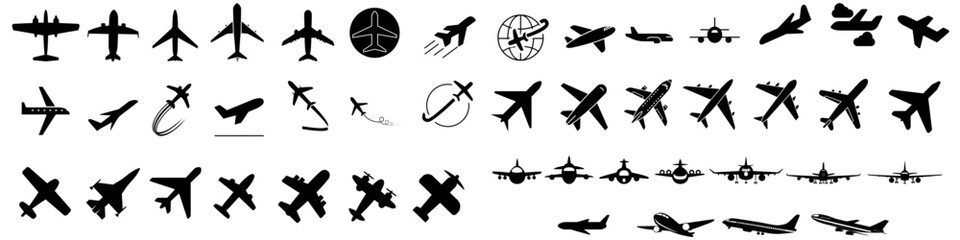 Aircraft icon vector set. airplane illustration sign  collection. plane symbol or logo. - obrazy, fototapety, plakaty