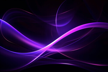 Abstract background with purple colored digital waves on black. Generative AI Image.	