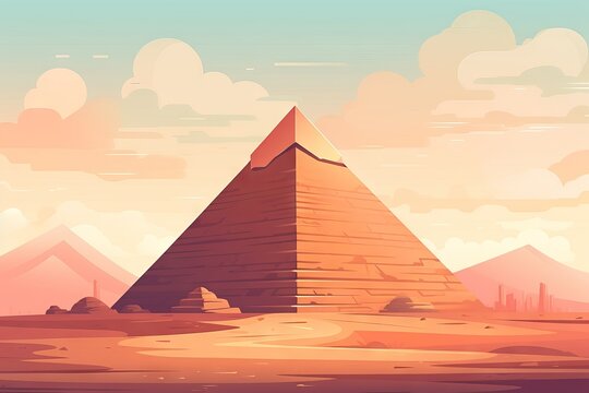 Pyramid of Giza with painting cartoon design. Generative AI