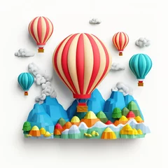 Crédence de cuisine en verre imprimé Montgolfière hot air balloon in sky