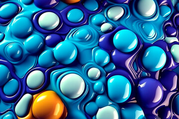Abstract glossy liquid plastic metaball shape background illustration. Generative AI