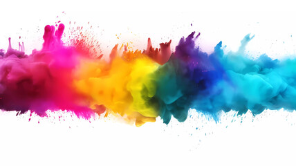 Rainbow color holi powder explosion. Generative ai design.