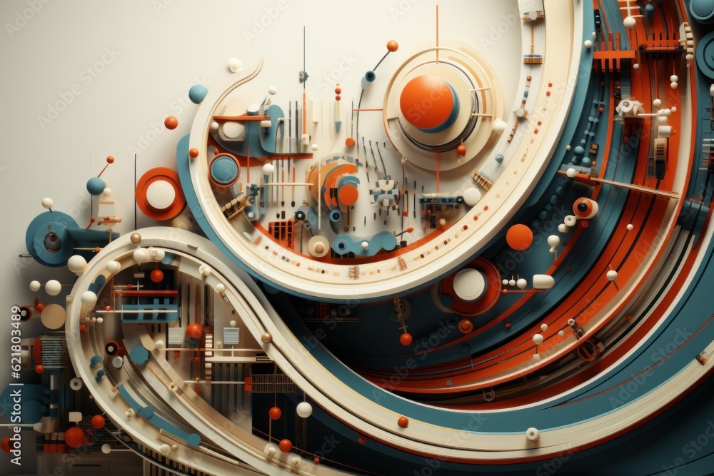 Poster a clock that is sitting on top of a wall. generative ai image.