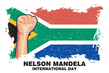 Vector hand drawn Nelson Mandela International Day illustration - obrazy, fototapety, plakaty