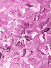 Abstract pink flowers, original hand drawn, impressionism style, color texture, brush strokes of paint,  art background.