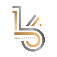 16 years anniversary logo template vector - obrazy, fototapety, plakaty