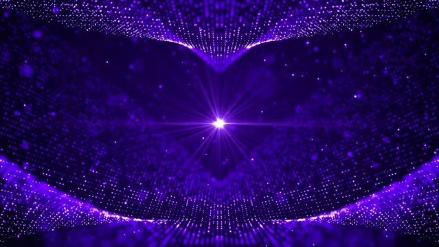 Abstract Motion View Violet Shiny Blurry Focus Hawk Shape Dotted Lines Digital Deep Space Glitter Sparkle Dust w.o. Optical Light Flare Background