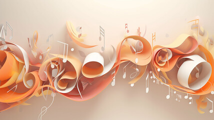 paper sculpture music sound illustration background. Generative AI