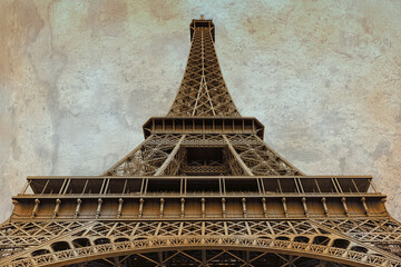 Eiffel Tower In Paris City - Vintage paper effect