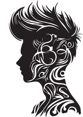 hair style vector tattoo design