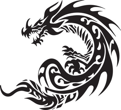 Dragon tattoo design illustration vector