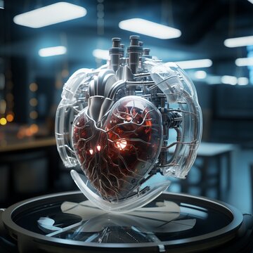 3d rendered futuristic heart generated ai