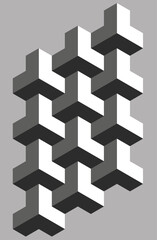Geometric shapes from cubes. Vector illustration of a set of cubes in the form of a pyramid. Sketch for creativity.
