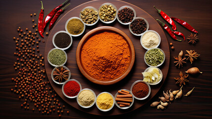 Obraz na płótnie Canvas banner background with indian spices and spices. ai generative