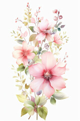 Generative AI : Serene Watercolor Floral Painting Capturing the Beauty of Delicate Petals