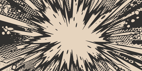 VIntage retro comics boom explosion crash bang cover book design with light and dots. Can be used for decoration or graphics. Graphic Art. Vector. Illustration Vector