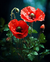 Obraz premium Generative AI : Vibrant Red Poppy in Captivating Realism Blossoms on a Serene White Canvas, Embodying Nature's Graceful Beauty