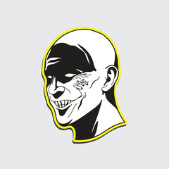 Laughing devil head, vector illustration.