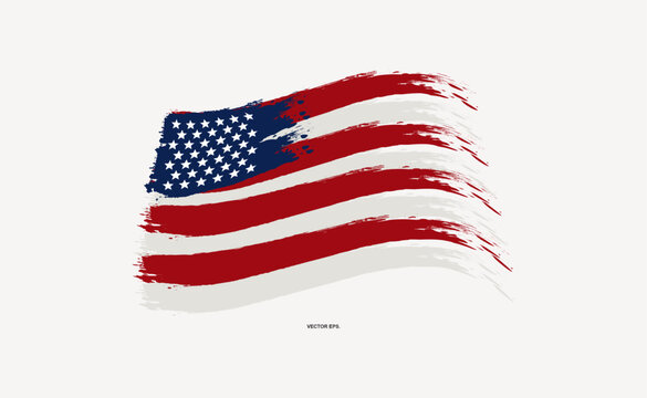 vector image of american flag, brush and splas usa flag, Grunge American flag.Vector flag of USA.