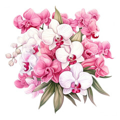 Generative AI : Elegant Orchid Delight: Watercolor Floral Illustration for Greeting Cards, Weddings, and Celebrations